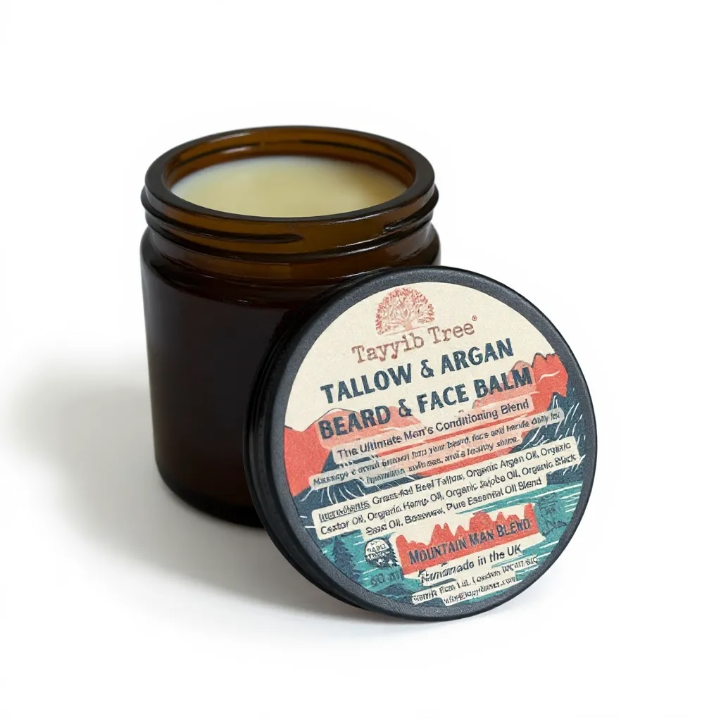 Tallow & Argan Beard and Face Balm - Men's Special Blend - Handcrafted in UK - Halal