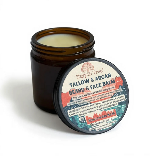 Tallow & Argan Beard and Face Balm - Men's Special Blend - Handcrafted in UK - Halal
