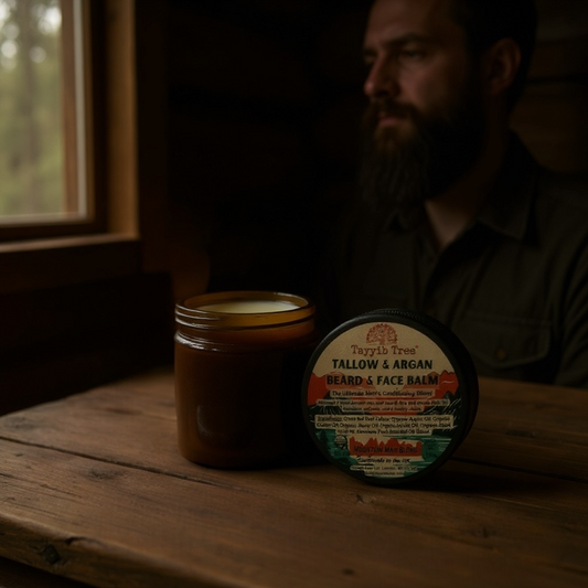 Tallow & Argan Beard and Face Balm - Men's Special Blend - Handcrafted in UK - Halal
