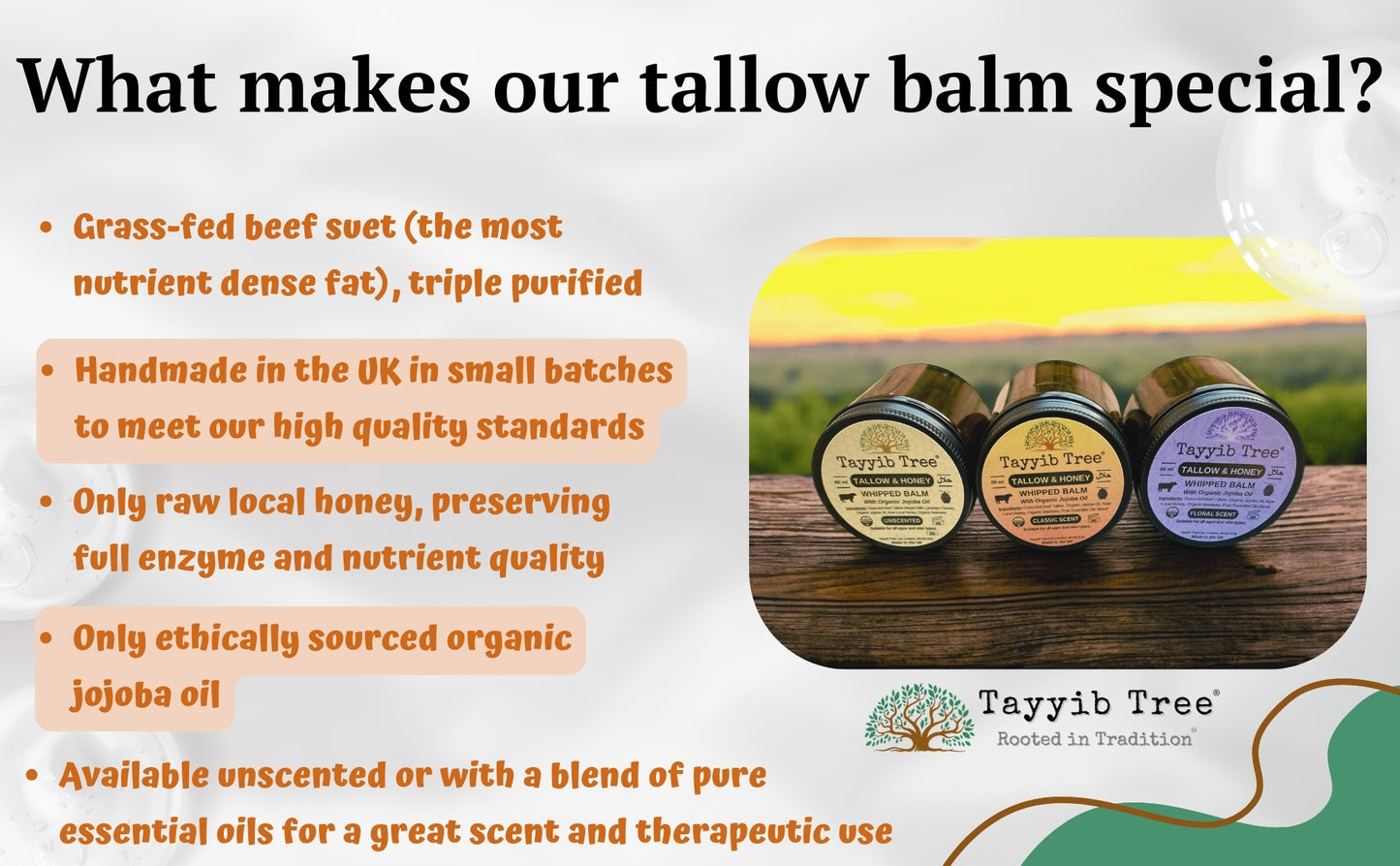 Tallow & Honey Whipped Balm - Handmade in UK, Halal