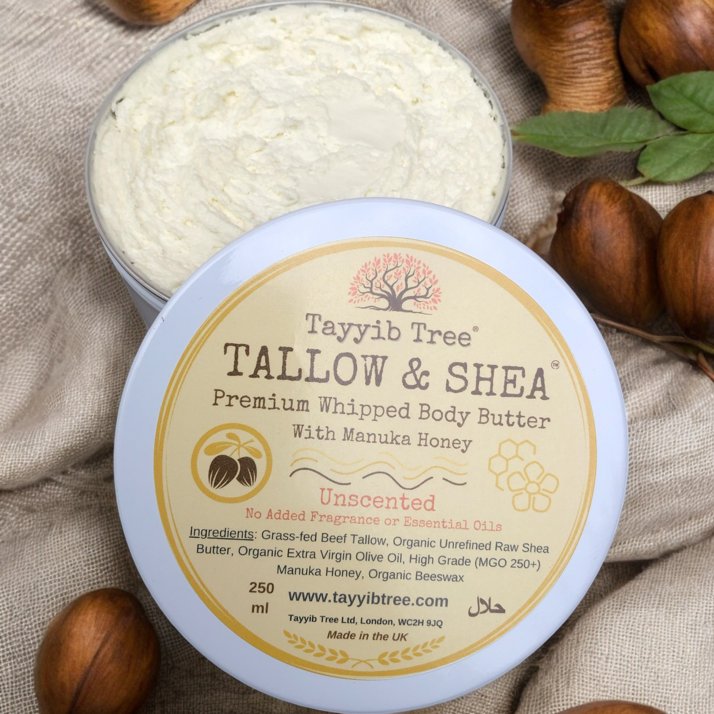 Tallow & Organic Shea Body Butter with Manuka Honey, Infused with Calendula - Unscented