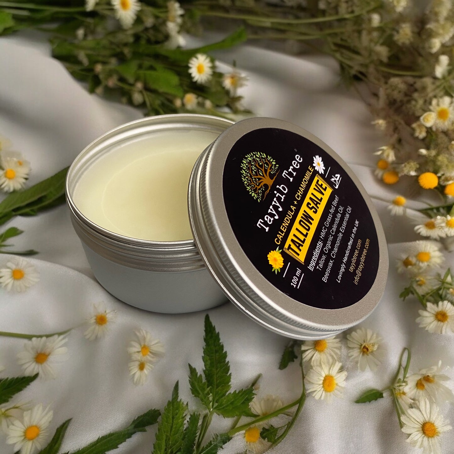 Handmade Tallow Salve With Calendula and Chamomile, Natural Relief for Eczema, Psoriasis, Dermatitis, Nappy Rash - 100ml