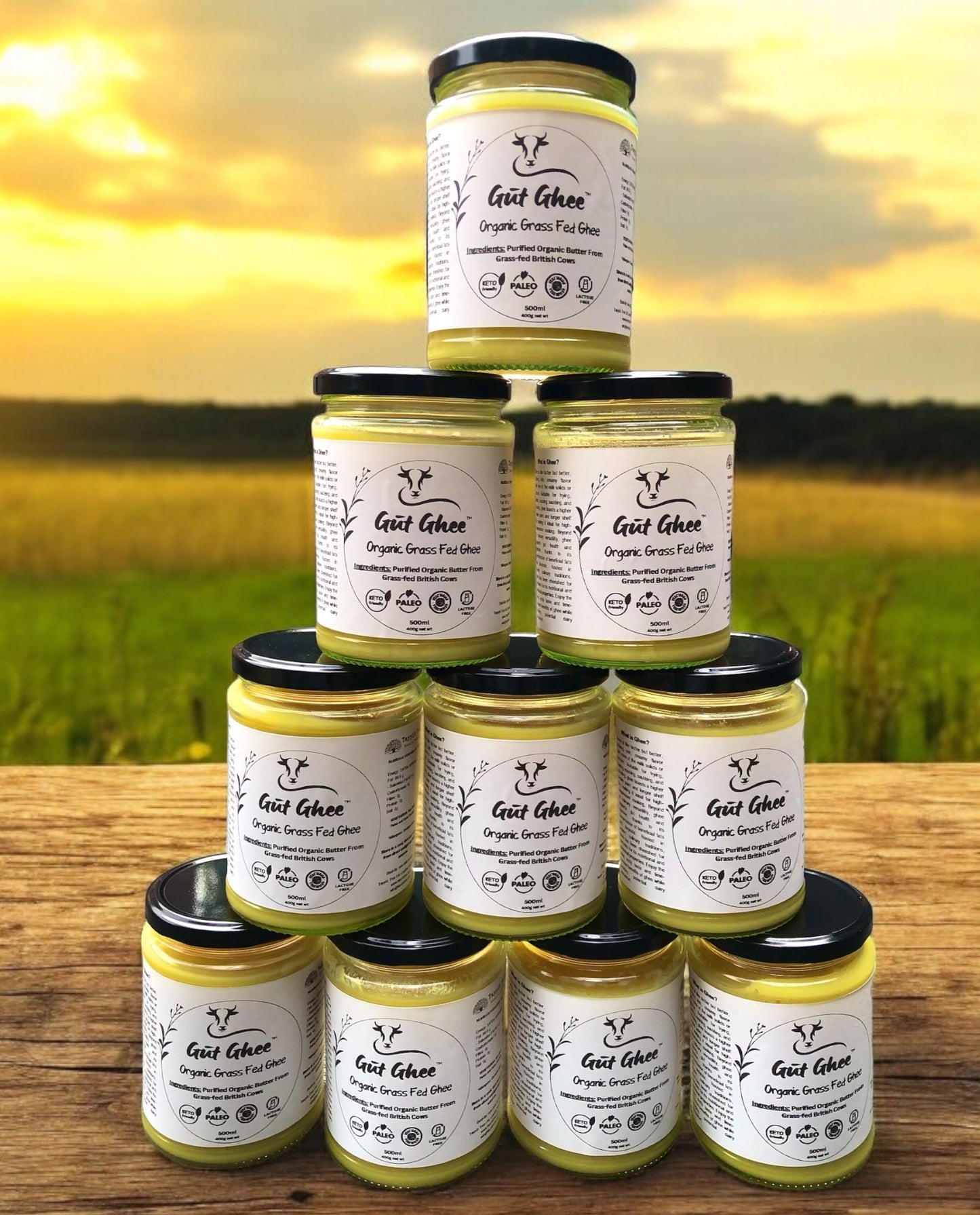 Gūt Ghee - Organic Grass-Fed Ghee Handcrafted in the UK | Premium Goodness for Gut Health | Pure & Natural Clarified Butter | 500ml